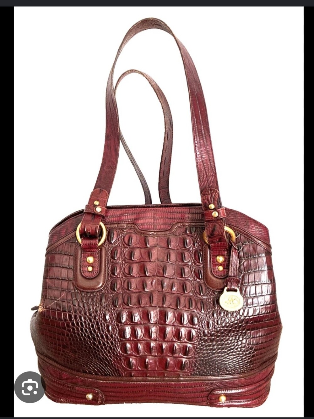 Vintage Brahmin Croc-Embossed Brown Tote Bag